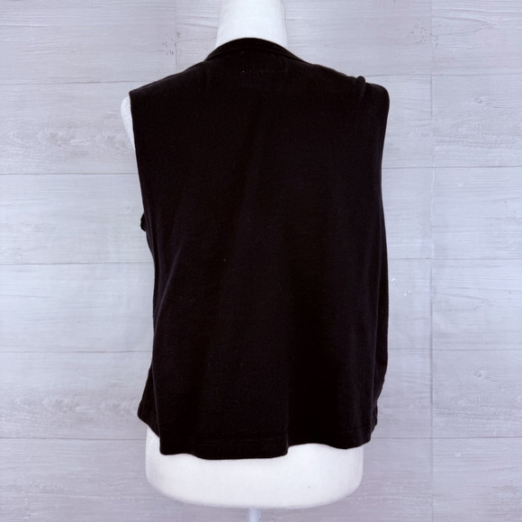Current Elliot Shoulder Twist Knot Tank Top Size 0 Black Boxy Oversized Goth - Picture 5 of 13